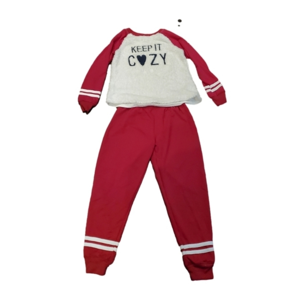 WONDERNATION Girls -  Keep It Cozy Pajamas Fleece Top & Jogger Pants Sleep Set
